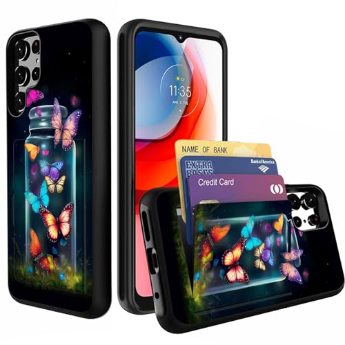 wiaekosef Compatible with Galaxy S23 Ultra 5G Case,Wallet Case Credit Card Holder Dual Layer Hybrid Shockproof PC + TPU Case Cover for Samsung Galaxy S23 Ultra 6.8" 2023,Beautiful Butterflies