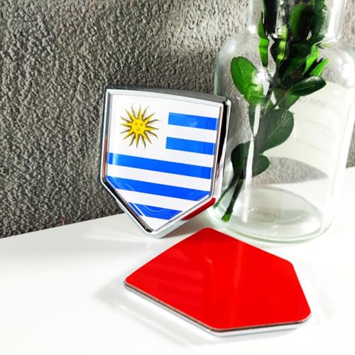 Image of Newperlite Uruguay Flag Decal Sticker Car Emblem Uruguayan Flag Car Decoration Accessories Chrome Shield for Truck Vehicles Cars, 2 Pack