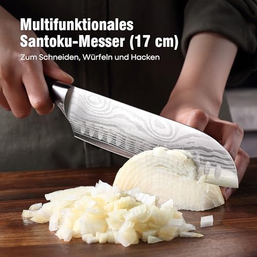 PAUDIN Santokumesser, Klingenlänge17 cm Kochmesser aus deutschem Messerstahl, Sushi Messer...
