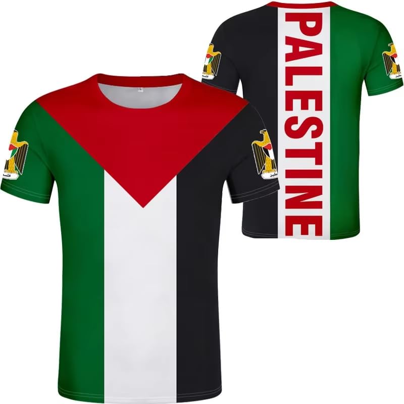 T-Shirt Palestine Homme Manches Courtes Sport Maillot Foot Respirant Noir