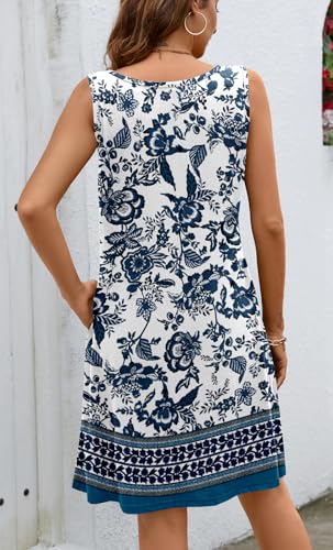 Image of Ladlop Summer Dresses for Women 2026 Beach Loose Casual A Line Dress Sleeveless V-Neck Sundress with Pockets