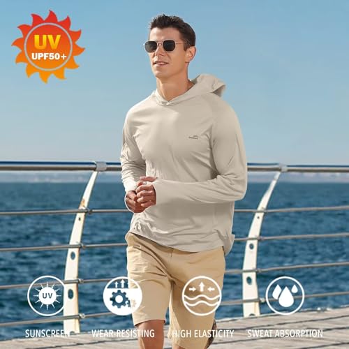 Image of Men's UPF 50+ Long Sleeve Sun Shirts UV Protection Hoodie Rash Guard Hiking Fishing Swim T Shirt