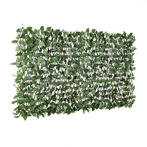 ECOOPTS Artificial Laurel Leaf Expandable/Stretchable Privacy Fence Screen, Single Side Leafs and Vine Decoration for Outdoor, Garden, Yard 1 Pack