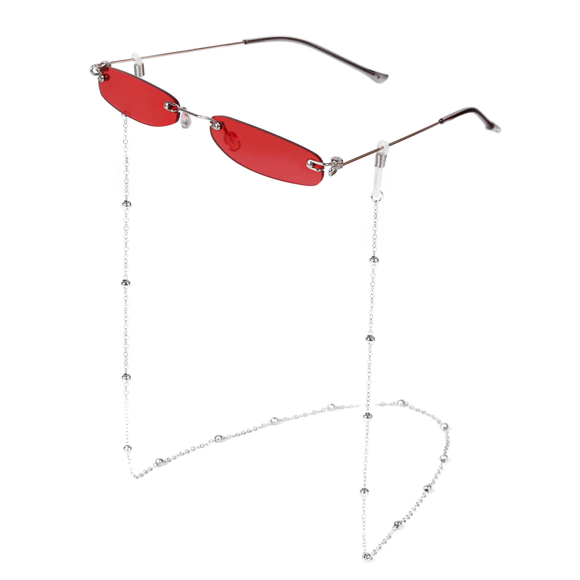Gafas de Sol sin Montura Cuadradas, Correa Gafas, Ultra Pequeña, Rectangulares Vintage Gafa de Moda para Mujer Hombre, Moda Accesorio, Modernas