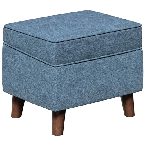 FAGAGA Foot Rest with Adjustable Cover, Storage Ottoman Dorm, Footstool and Sitting Stool, Ottoman Foot Stools for Living Room, Bedroom, Dorm, Blue