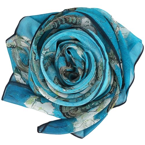 [Anemos] シルク 100％ 印象派 フィンセント・ファン・ゴッホ 花咲くアーモンドの枝 シフォンシルク 大判 名画 ストール ギフトのサムネイル