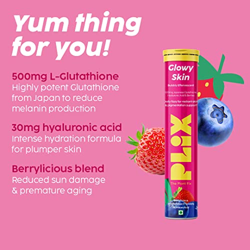 Image of The Plant Fix Plix Glutathione Skin Glow 15 Effervescent Tablets And Pineapple Serum Combo For Clear Skin, 2% Alpha Arbutin For Unisex With Niacinamide, PHA And Vitamin E, 15Ml (Pack of 2)
