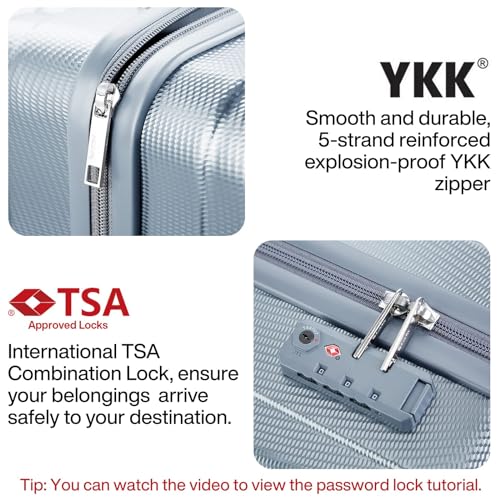 Image of Hanke Suitcase, 2-Piece Set (20 /29 Inch) Lightweight Hardshell PC Luggage with Spinner Wheels & TSA Lock, Gray, Extra Large Rolling Travel Bag, Nestable Storage, Waterproof, 103L