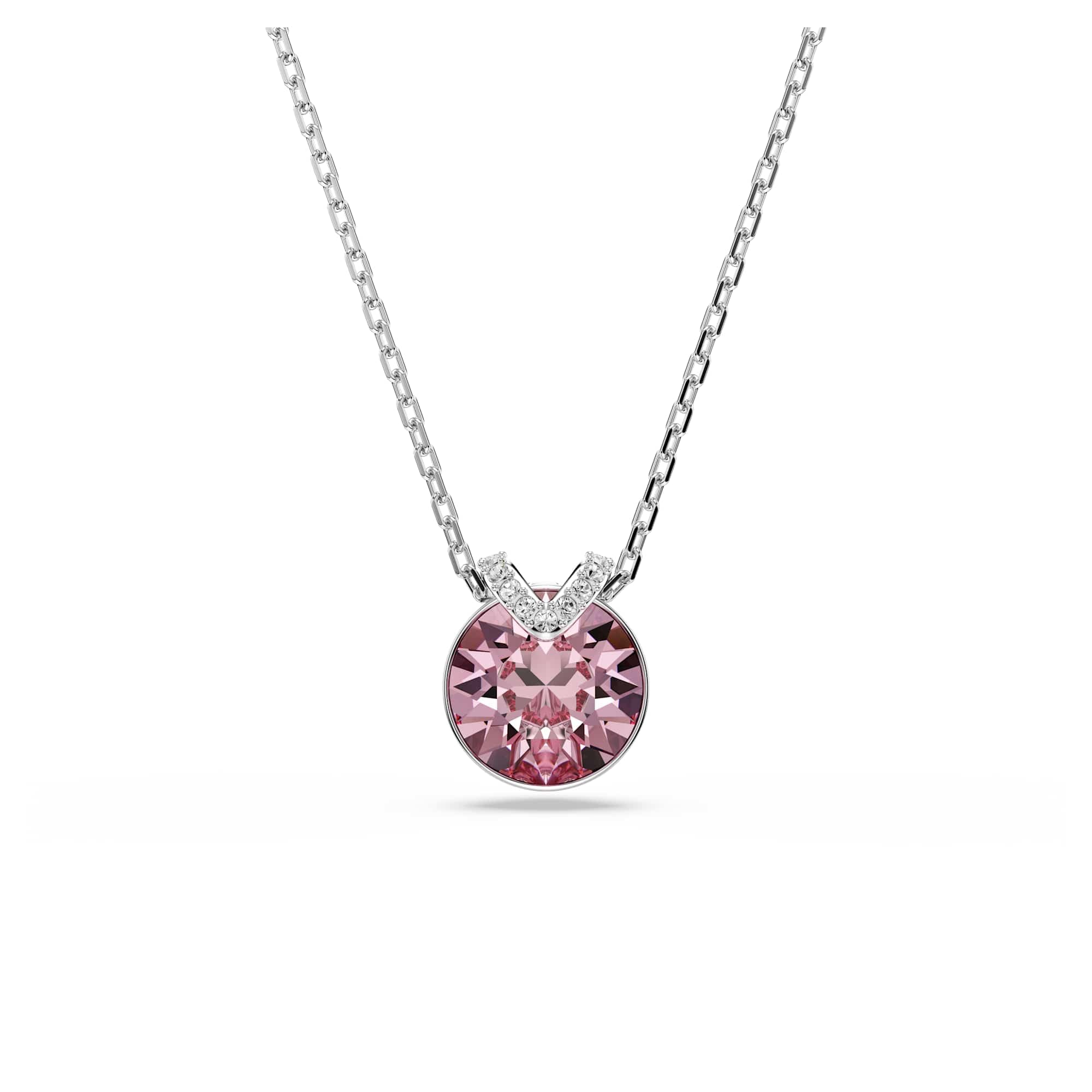 

                                                    Swarovski Bella V pendant, Round cut, Pink, Rhodiu