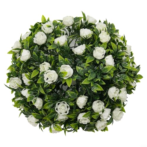 Vidonergy Sfere di fiori di rosa per paesaggistica, decorazione da giardino artificiale da appendere, 20 cm e 25 cm, in plastica, per esterni, casa, matrimoni, feste, uso in caffetteria (D 25 cm)