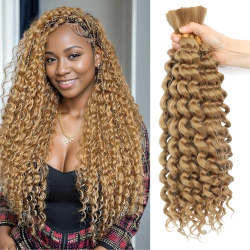 BLTYXT Deep Wave Bulk Hair 18 Inch Synthetic Braiding Hair Curly Crochet Hair Boho Braids Natural Color for Hair Extensions (27, 18 Inch(6 Bundles)) BLTYXT Deep Wave Bulk Hair 18 Inch Synthetic Braiding Hair Curly Crochet Hair Boho Braids Natural Color for Hair Extensions (27, 18 Inch(6 Bundles))