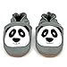Dotty Fish weiche Leder Babyschuhe mit rutschfesten Wildledersohlen. Kleinkind Schuhe. Krabbelschuhe. Jungen. Grau Panda. 2-3 Jahre (25 EU)