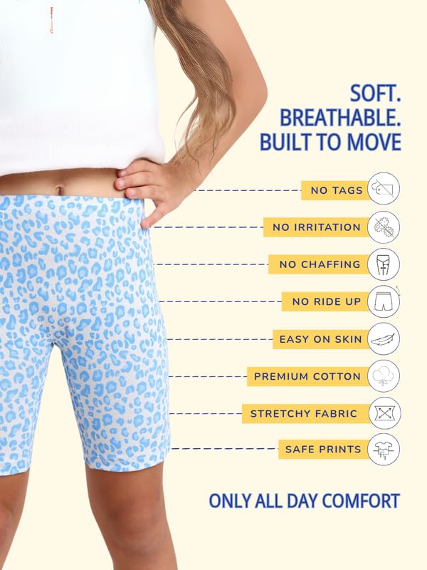 Image of mackly Girls Inner Shorts (Pack of 2) | 2-in-1 Seamless Panty Shorts with Gusset | Soft Breathable Base Layer for Dresses, Skirts
