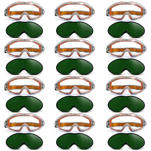 UpaClaire Welding Glasses and Wind and Splash Protection Goggles Lnterchangeable Clear Lenses for Greater Lightness 12Pcs