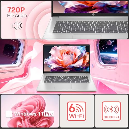 Image of HP 17.3 Inch Laptop, AMD Ryzen 5 7430U, 17.3 inch FHD IPS Anti-Glare Display, 32 GB RAM, 1 TB SSD, Copilot Key, Wi-Fi 6, Long Battery Life, Windows 11 Pro, Business & Students, W /REDRAGON Accessories