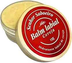 Hidratante Labial Balm Natural Senhor Saboeiro com Manteiga de Cacau e Óleo de Coco Lábios Hidratados e Saudáveis - 15g - Cereja