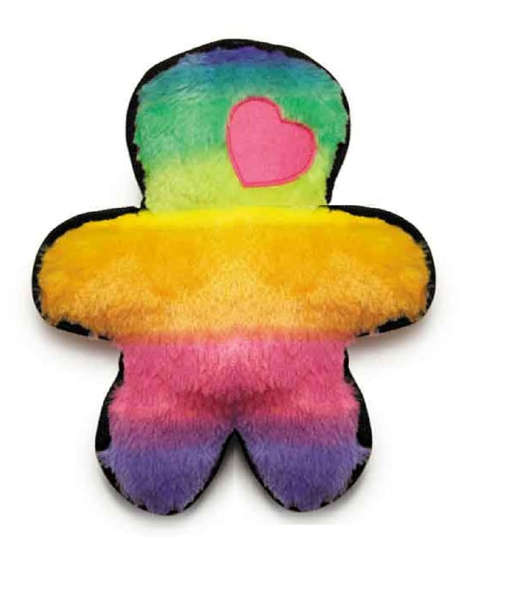 PUREPET Big Rainbow Dog Toys Soft Squeak Play Pride Style for Medium to Large Poochies (10.75 Inch Man Shaped Toy)