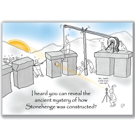 Uncle Pokey Birthday Card - Stonehenge - Humorous Original Art on 100 pound paper with envelope folding to 5"x 7" Sold as a single card