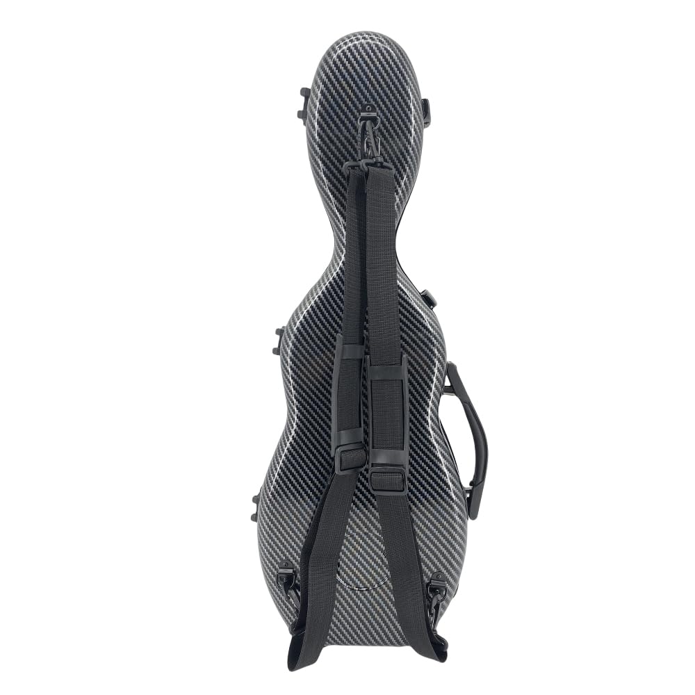 Custodia per violino 4/4, in fibra di carbonio, ultra leggera, custodia rigida da viaggio con supporto per archetto e igrometro, per musicisti professionisti (nero)