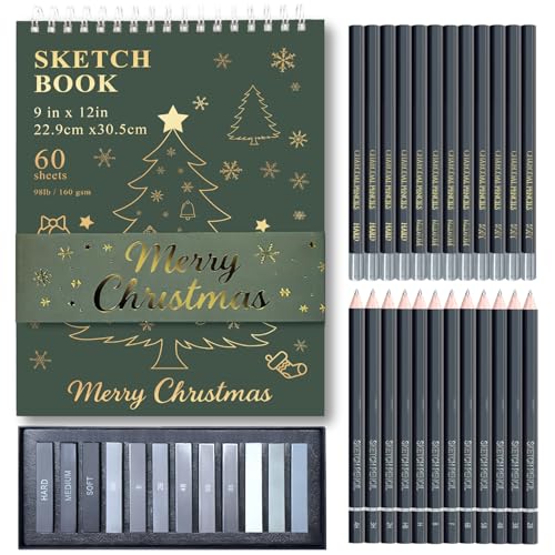 Image of Fuxi Sketch Pad and Pencil Set | Stocking Stuffers, Art Supplies for Adults | Gifts for Artists, Teen & Beginners | Complete Drawing Set with Sketch Book, Sketch Pencils, Charcoal & Graphite Sticks.