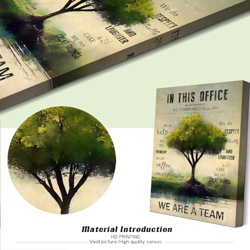 Wowgoomo Rustic Motivational Office Picture Wall Decor Teamwork Positive Quotes Artwork Vintage Green Tree Painting Framed Inspirational Poster Prints For Home Office Wall Decoration Aesthetic 12 Inchx16 Inch thumb #6