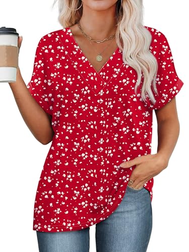 Image of WIHOLL Womens Summer Tops Short Dolman Sleeve Shirts 2026 Fashion V Neck Outfits Clothes
