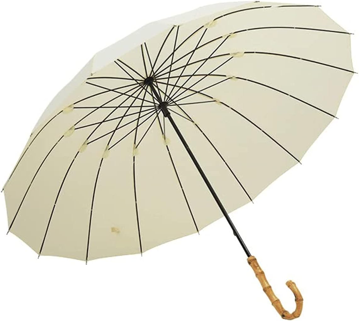 ThreeH KS08 Bamboo Wooden Umbrella with Automatic Windbreaker and Hook Handle