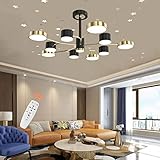 Moderne Deckenleuchte 11 Licht, Sternprojektion Fernbedienung, MQHOBO Dimmbare 56W LED Halbbündige Kronleuchter Deckenleuchte 43'' Matt Metall Acryl für Wohnzimmer Schlafzimmer Esszimmer