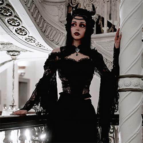 Image of Bolero Shrug Top Trad Goth Black Shawls and Wraps for Evening Dresses Short Cardigan