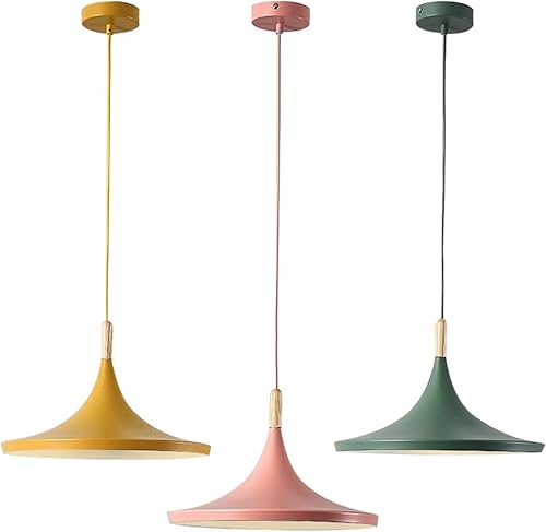 KCO Lighting Nordic Modern Macaron - Paquete de 3 lámparas colgantes de granero de granja, iluminación colgante de colores, luces de isla de cocina, KCO Lighting Nordic Modern Macaron - Paquete de 3 lámparas colgantes de granero de granja, iluminación colgante de colores, luces de isla de cocina,