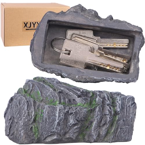 XJYXQF Hide a Key Rock, Fake Rock Key Hider for Outside, Waterproof Concealed Lockbox for Yard Garden Patio, Decorative Stone to Hide Spare Keys Secretly, Anti-Theft Outdoor Key Holder