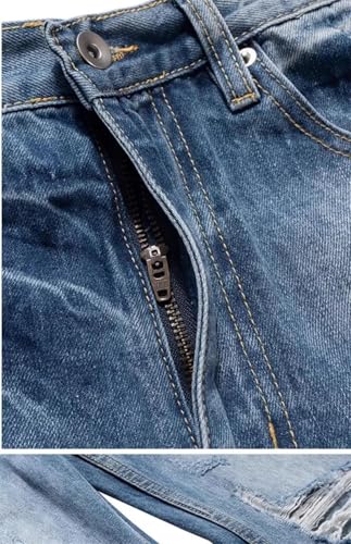 Men's Denim Pants High Street Style Distressed High Waist Straight Leg Clean Fit Long Pants3