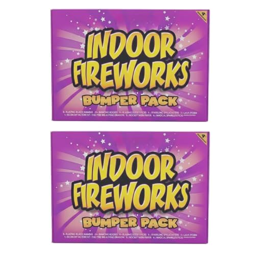 B4E Pack of 2 Indoor Fireworks Bumper Packs 4th Generation Party Set with Black Mamba Snakes Banging Bogies Sparklers Ice Fountains