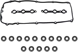 WODOFO GDR Engine Valve Cover Gasket Kit with 15 Grommet Seals Replacement for E39 E46 E53 E60 E83 Z4 M54 525i 530i 325Ci 325i 325xi 330Ci 330i 330xi X5 525i 530i X3 L6 2.5L 3.0L 11120030496 (18pcs)