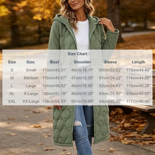 Long Puffer Coat Women with Hooded Winter Double Zip Quilted Jacket 2026 | Womens Long Wave Quilted Puffer Coat with Hood, Zip Front, Side Pockets, and Lightweight Warmth for 2026 Fall Layering. — view 4