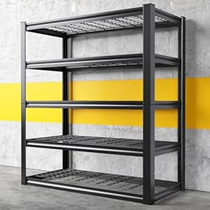 REIBII Garage Shelving 3000LBS, Heavy Duty Storage Shelves, Adjustable Industrial Metal Shelving Unit for Garage, Basement, Pantry, Warehouse,Commercial, 36″ W x 16″ D x 72″ H