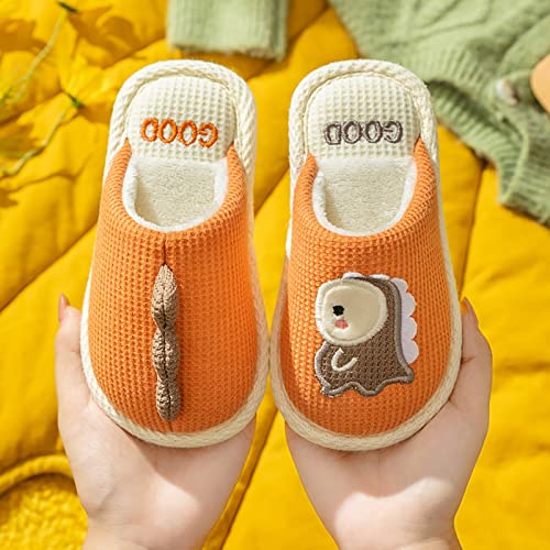 Cute Cotton Linen Bunny Slippers for Girls Kids Aesthetic Comfy Soft 𝗦lip On Closed Toe Kids Slippers with Hard Soles2