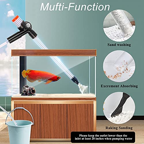 Hachtecpet Aquarium Gravel Vacuum Cleaner: Quick Fish Tank Siphon Cleaning with Algae Scrapers Air-Pressing Button Water… - Image 3