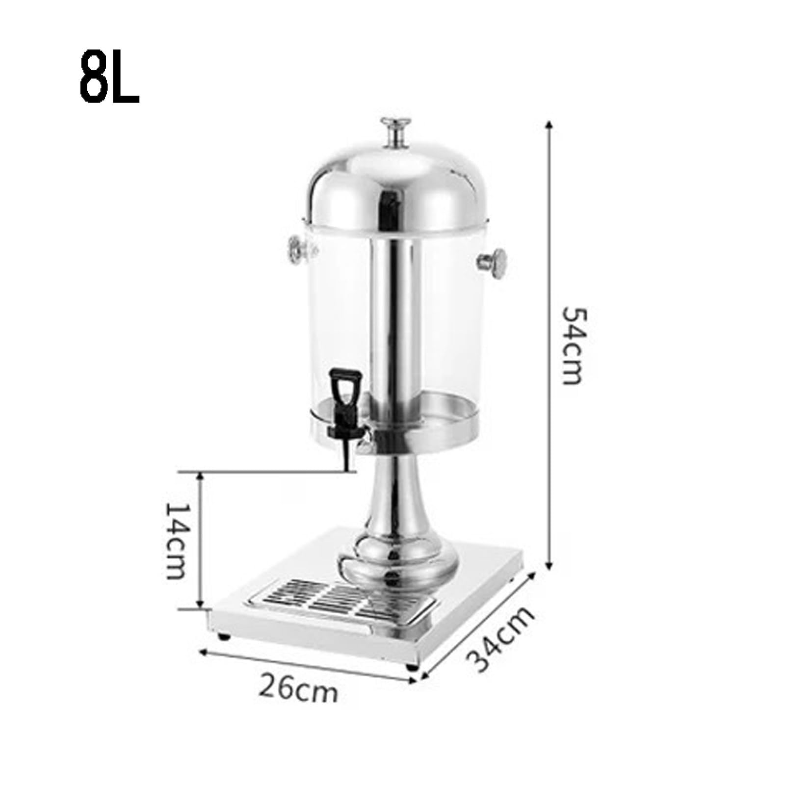 Dispenser For Bevande Con Rubinetto Buffet For Bevande Succhi, Dispenser For Succhi Caldi Freddi, Grande Capacità Con Coperchio Trasparente(Silver,8L)