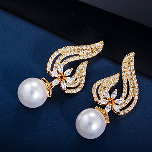 Grandes perles pour femmes boucles d'oreilles élégantes en zircone jaune