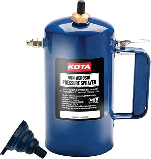 LAUCO Non Aerosol Pressure Sprayer - Refillable Pressurized Sprayer Bottle for Oil, Solvent, Degreasers, Lubricants - Rechargeable Steel Canister with Brass Nozzles, 32oz. (1, Blue)