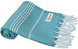 Bersuse 100% Cotton - Anatolia Turkish Towel - Peshtemal Bath Beach Towel - Classic Striped - Oeko-TEX - 37 x 70 Inches, Aqua