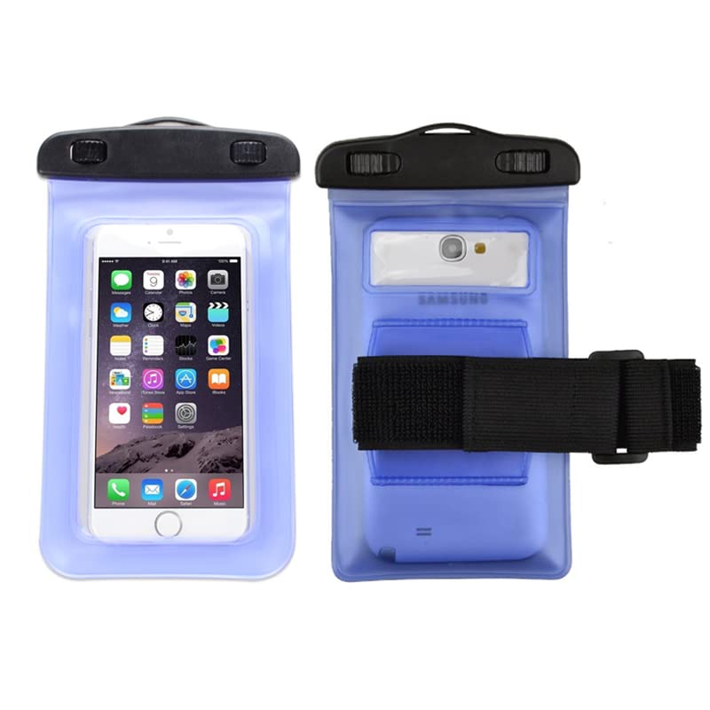 Kimwing Waterproof Case with Armband for Samsung Galaxy S20 FE/Note 20 Ultra / S20 Ultra / S21 Ultra / S20 Plus / A20 A21 A51 A71 / Note 10 Plus, Cellphone Dry Bag Pouch for iPhone 12 Pro Max (Blue)