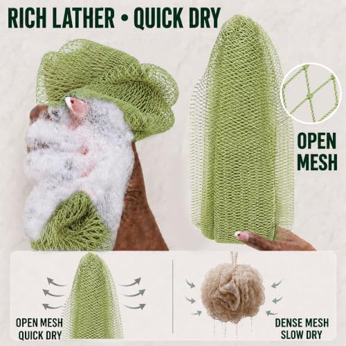 SubSahara African Net Sponge, 2 Pack 45-Inch Exfoliating Bath Scrubber