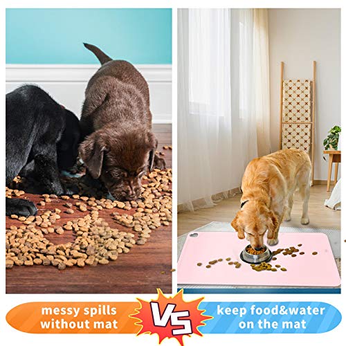 MIDOG Dog Food Mat - Silicone Dog Cat Bowl Mat for Feeding Food and Water - Lifetime Replacement - Washable Non-Slip Mat Waterproof Dog Placemat for Puppy Small Medium Large Pets
