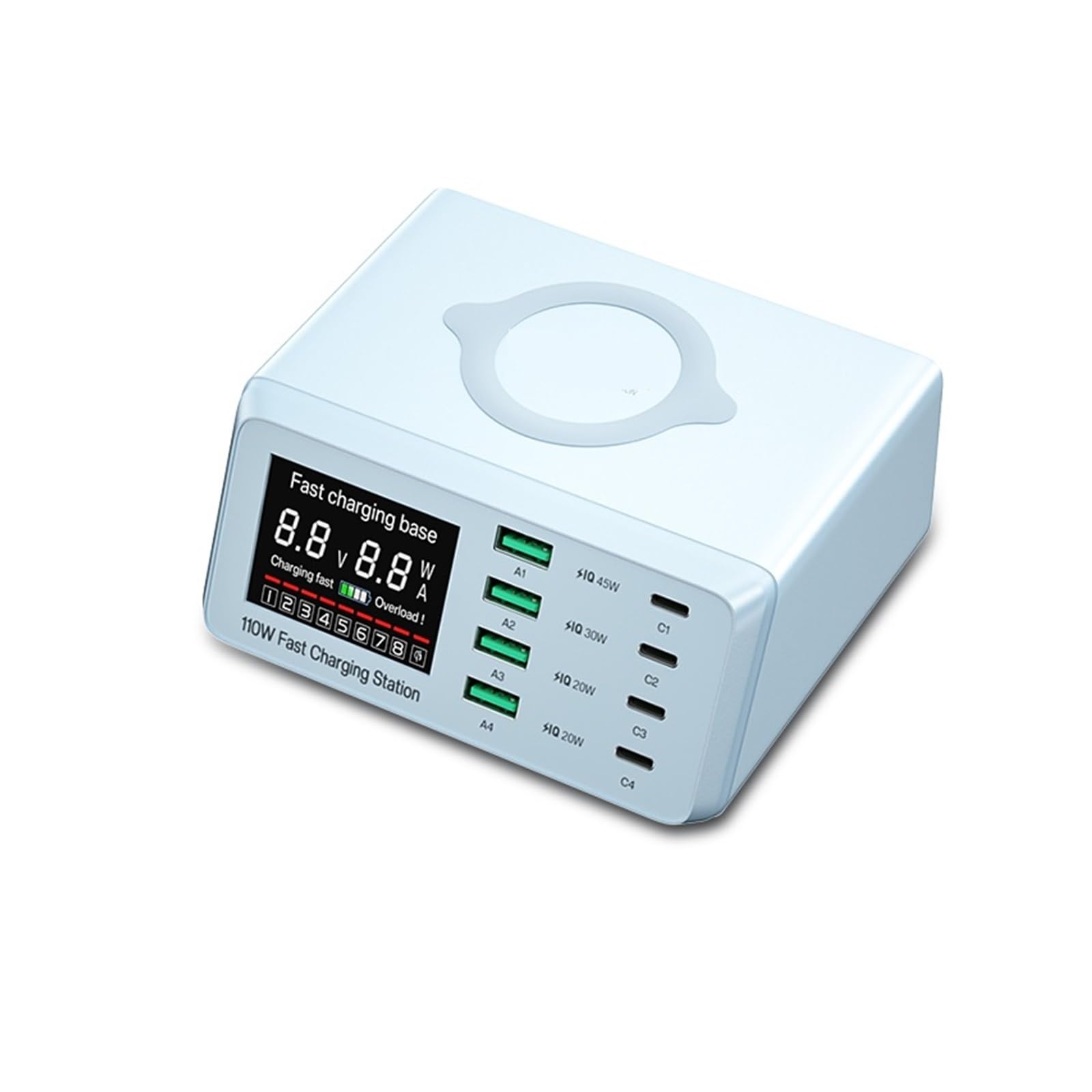 Rapide Chargeur, Adaptateur de Chargeur USB à Charge Rapide W, Station de Charge sans Fil PD USB C, Chargeur de téléphone Rapide,Chargeur USB Voyage/Haute Vitesse(110W ASX9D Blue)