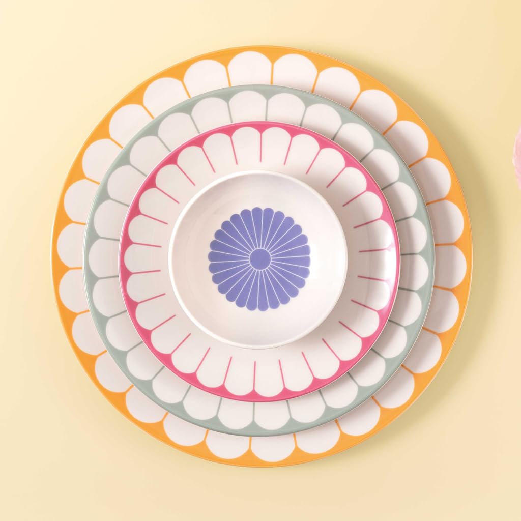 Villeroy & Boch - Fleur couleur assiette à servir grde multic., rés. lave-vaiss./four micro-ondes, plat présent., plateau de service, assiette de service, motif floral, assiette snack, Porcel. Premium