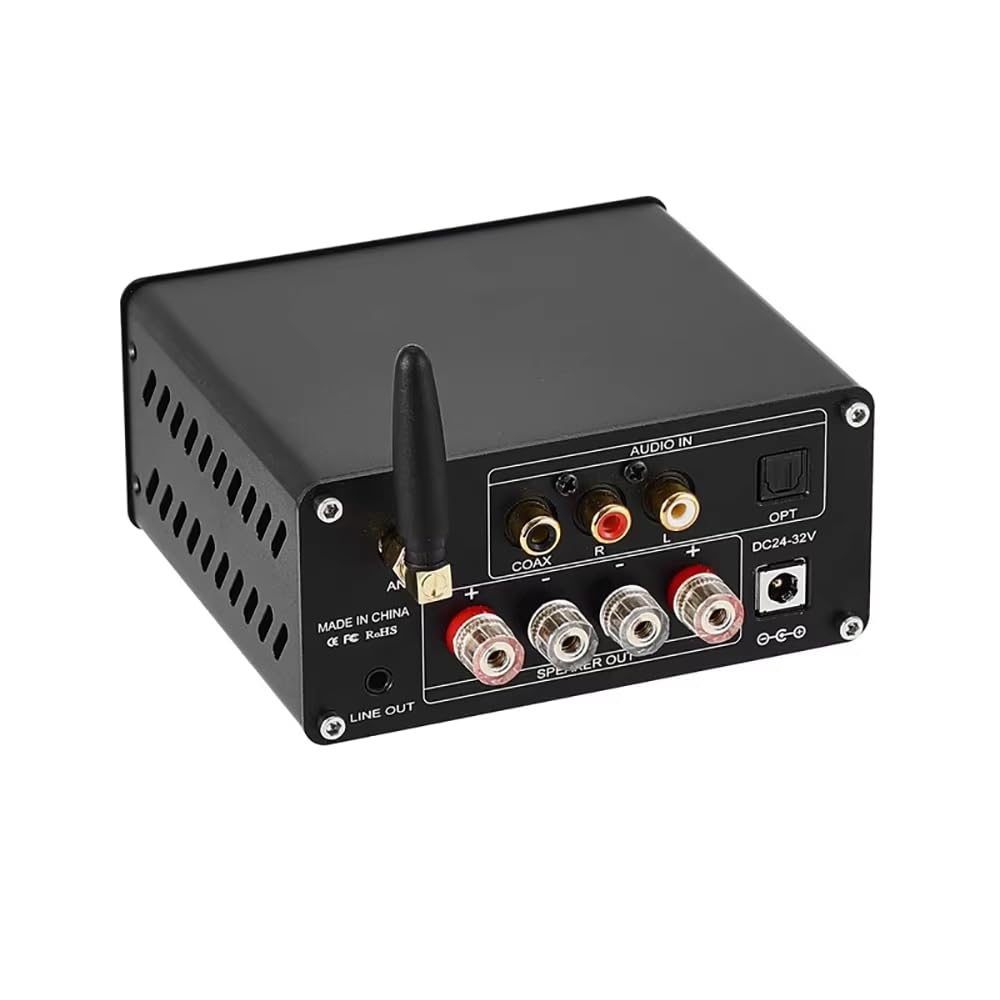 Toplionace Amplificador Estéreo Bluetooth 5.1 D175 TPA3251 con Entrada óptica/Coaxial y Pantalla de Medidor VU