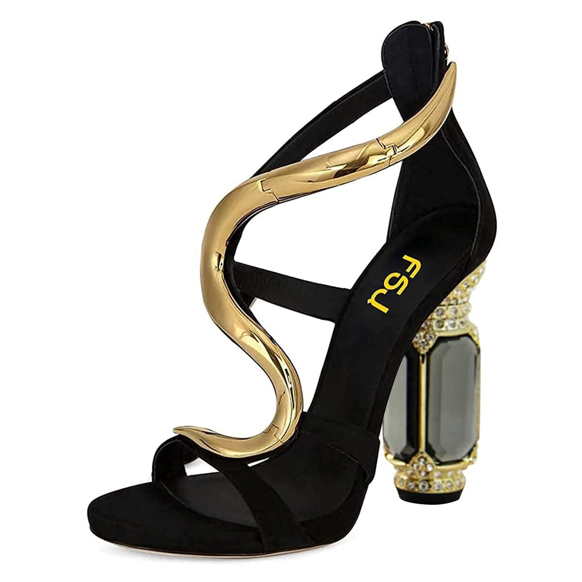 FSJ Women Open Toe Stylish Sandals Ankle Strap Chunky Block High Thick Heels Wedding Party Ballroom Shoes Size 4-15 US