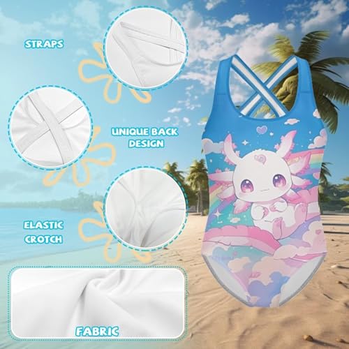 doginthehole Girls One Piece Swimsuits Size 5-14Y Swimming Bathing Suit with Cross Back Straps Beach Pool Kids Swimwear3